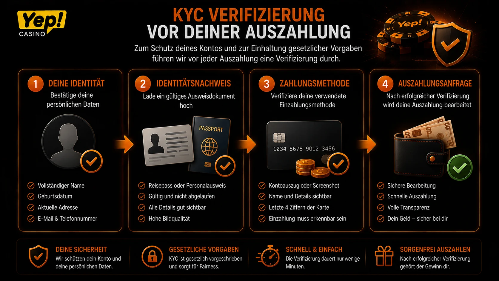 KYC Verifizierung vor einer Yep Casino Auszahlung
